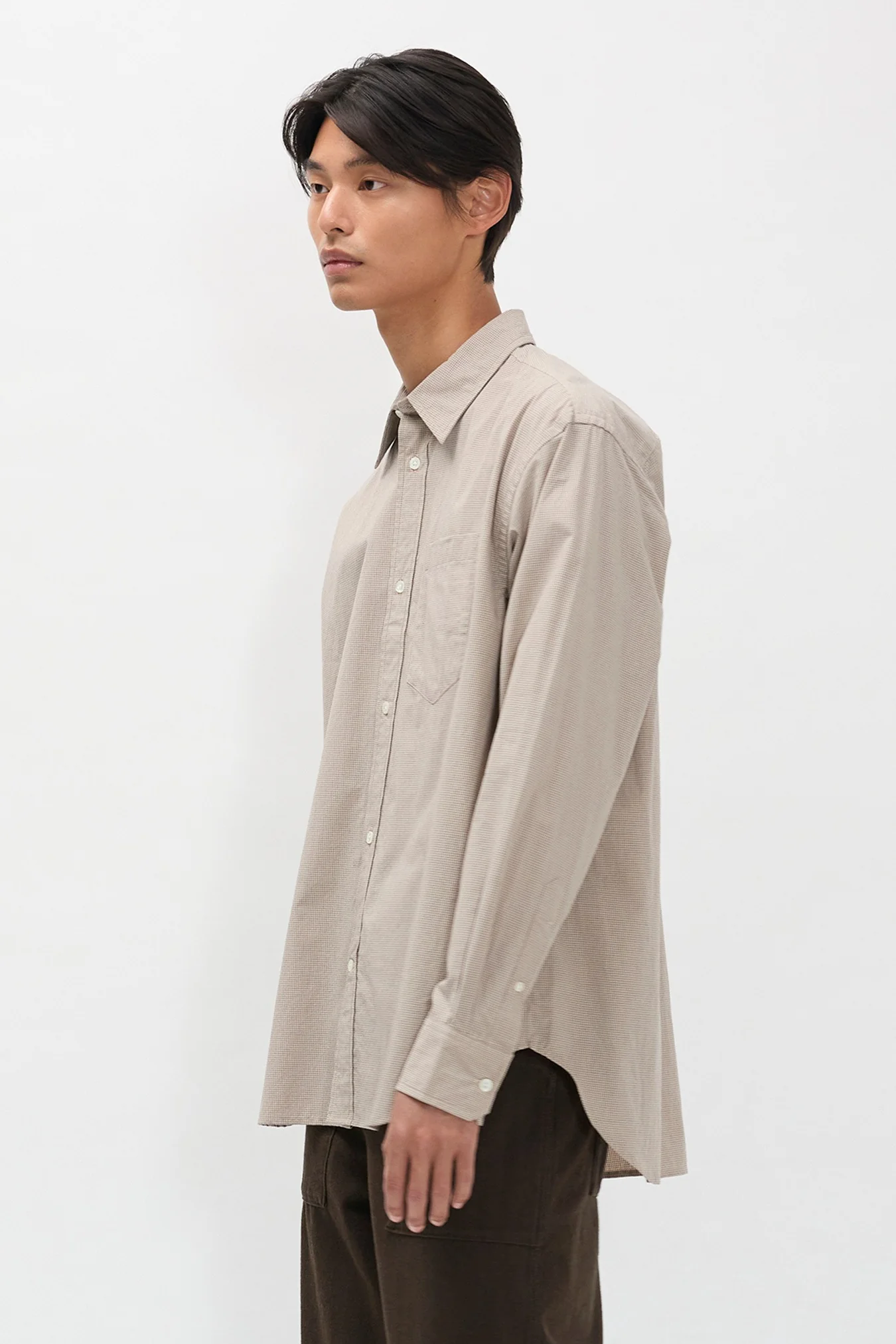 Espevik Oversize Micro Poplin Check Shirt - Oatmeal - Image 6