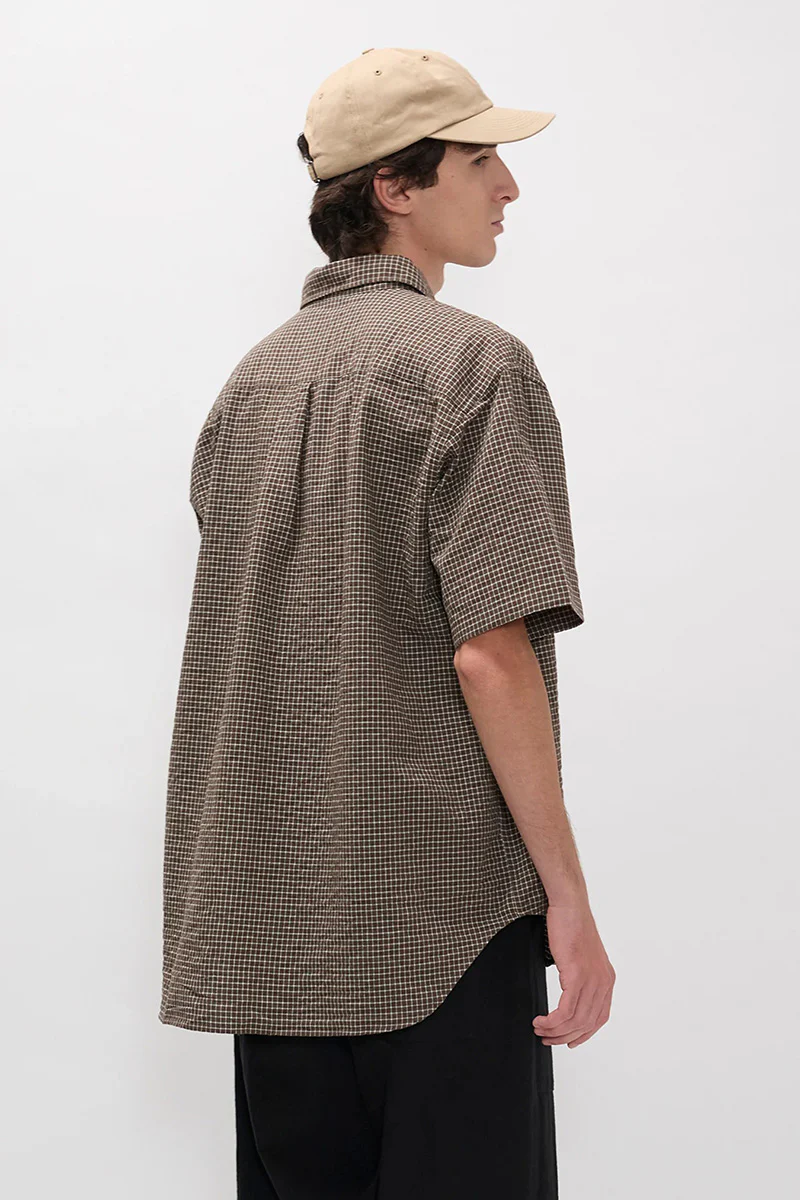 Espevik Oversized Check SS Shirt- Taupe - Image 5