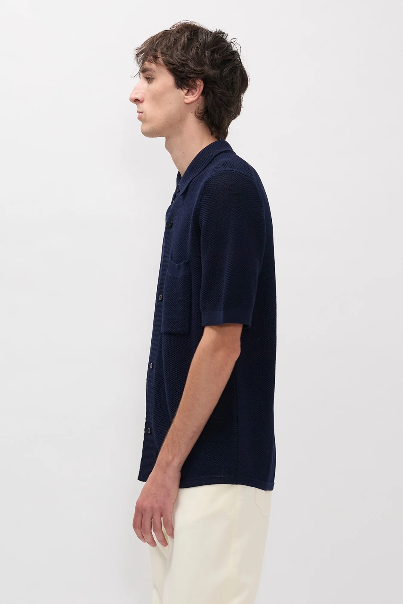 Fredensborg Mercerised Cotton Knitted Shirt - Dark Navy - Image 4