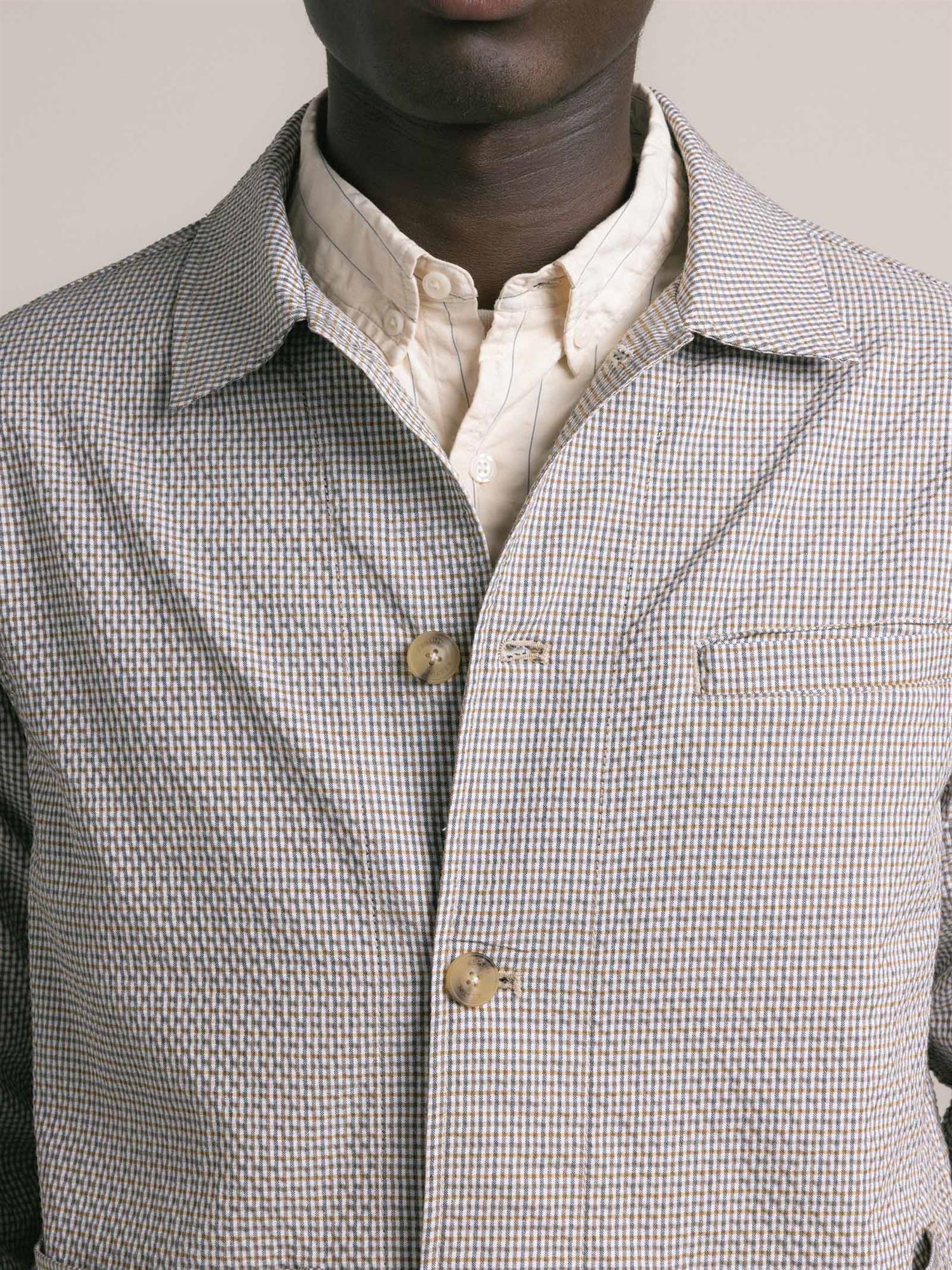 Huntly Jacket - Ecru/Brown Gingham Seersucker - Image 4