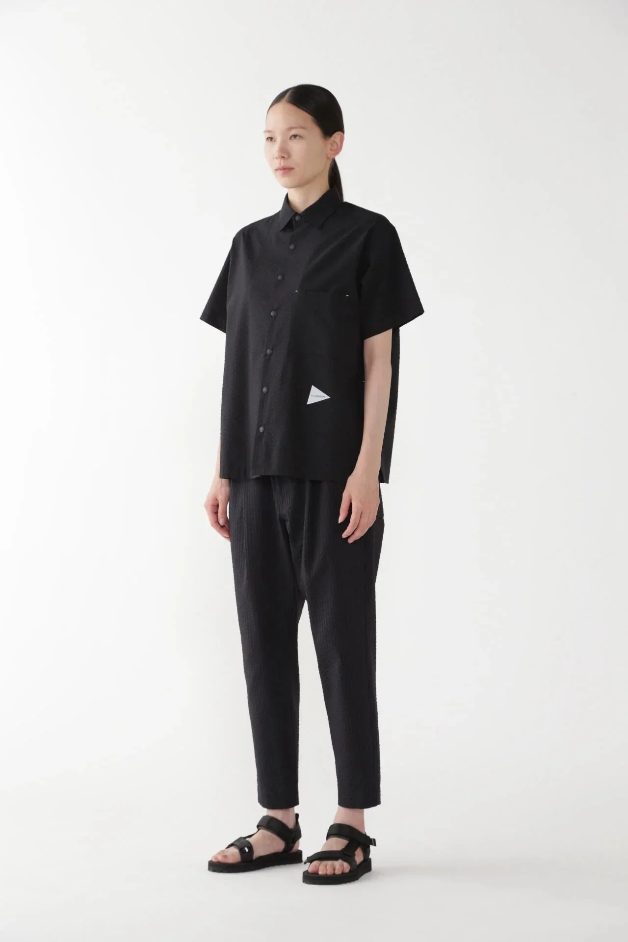 dry soft seersucker SS shirt - navy - Image 3