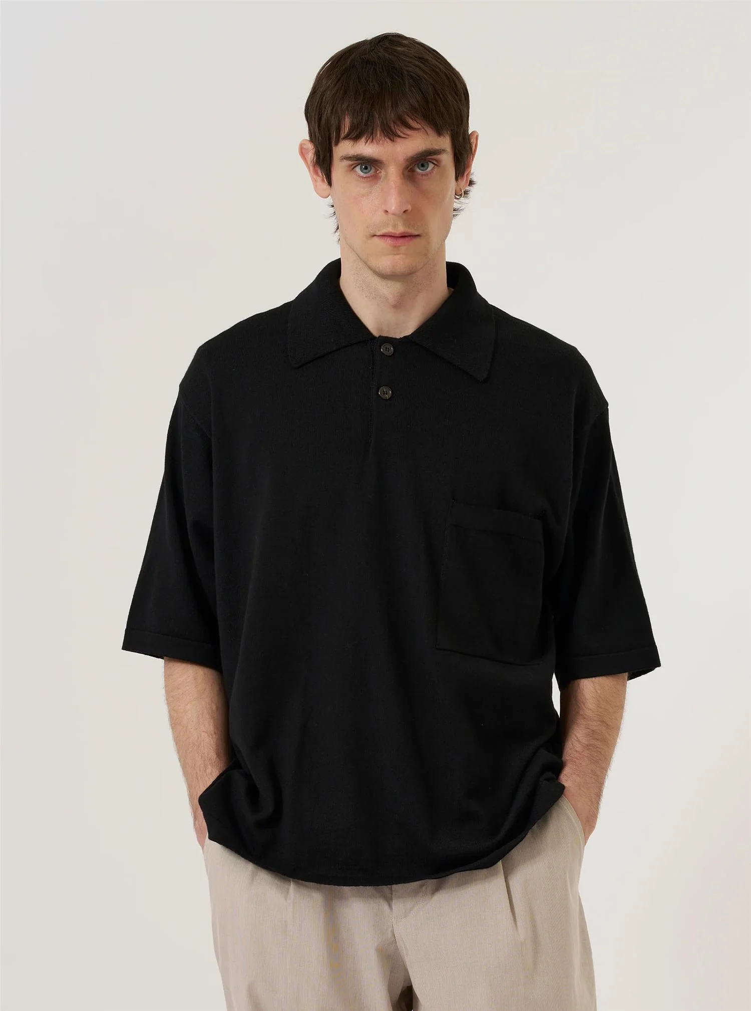 Woolcot Bio S/S Pullover Knit Shirt II - Black - Image 3