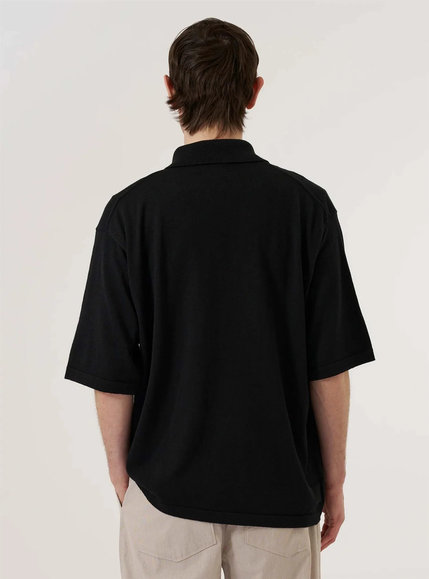Woolcot Bio S/S Pullover Knit Shirt II - Black - Image 4