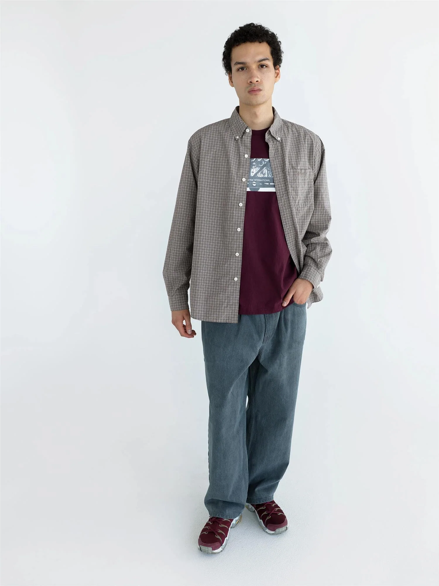 Lightweight Plaid Shirt - Beige - Image 4
