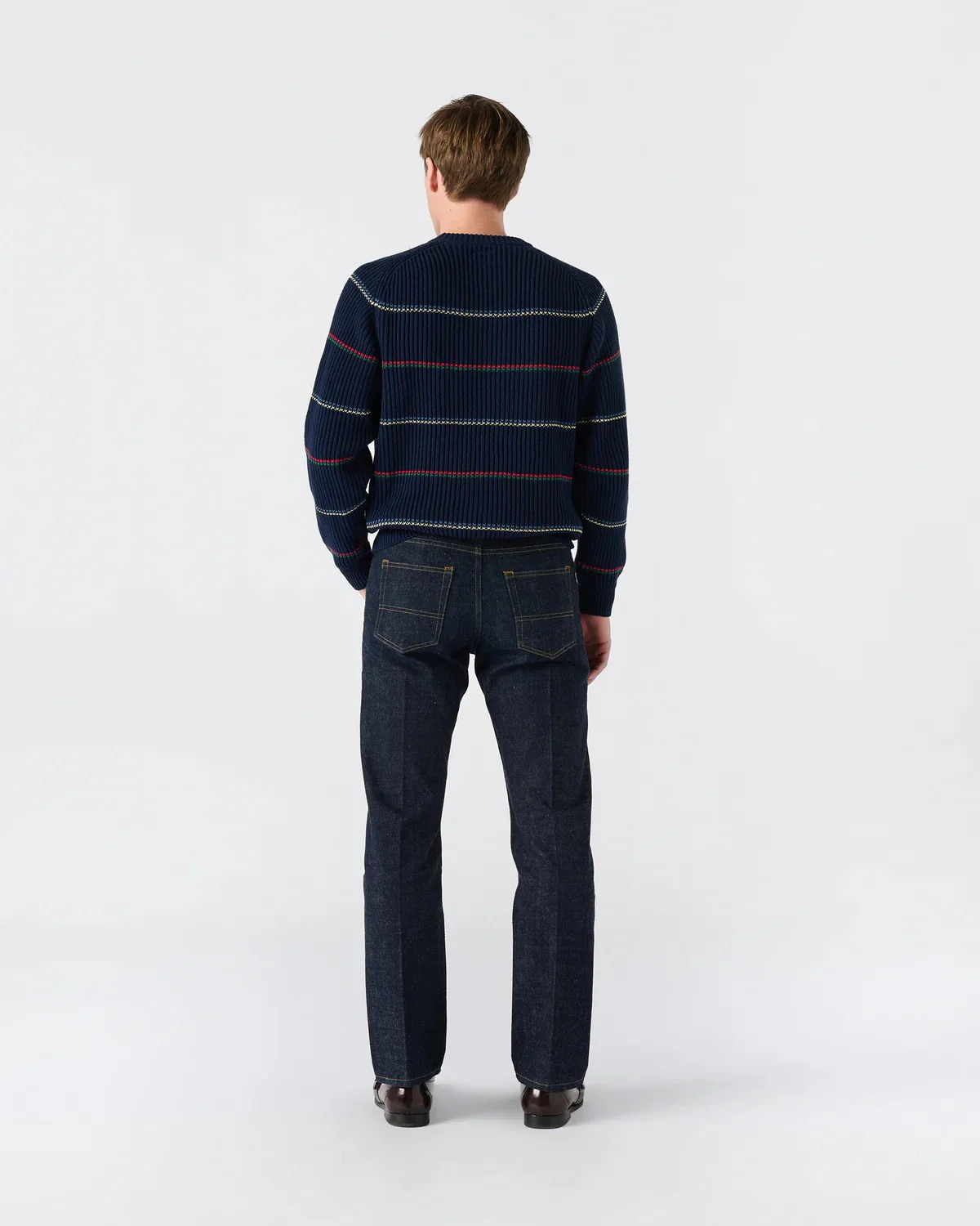 Striped Shaker Sweater - Navy Stripe - Image 4